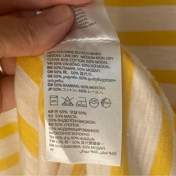 H&M Yellow and White Striped Jersey Dress - Elastic Waist - Size Medium - Picture 9 of 12